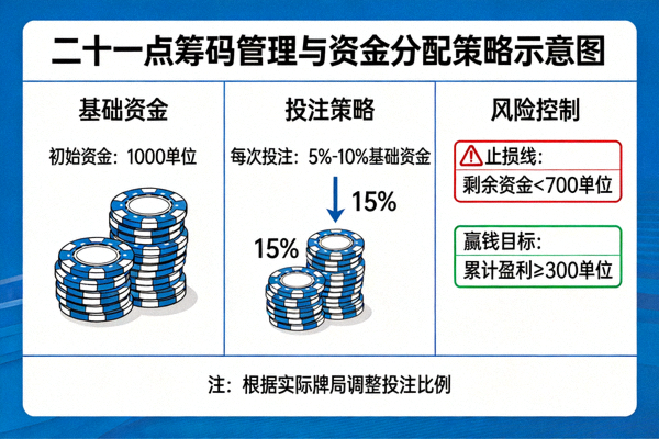 二十一点双倍下注操作示意图，展示追加筹码后仅获得一张牌的场景