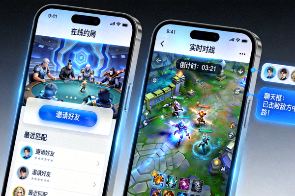 在线约局实时对战场景展示，多名玩家围坐在二十一点牌桌前与庄家对局