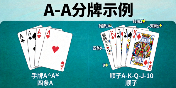 A-A分牌示例，展示分牌后可能形成的两手好牌